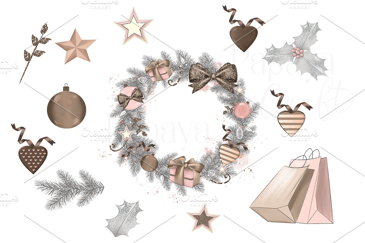 Pastel Christmas Clipart, an Illustration by Papaya Craft (Photo 3 of 4)