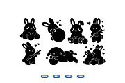 Cute Bunny SVG Clipart Set, an Illustration by designvectx (Thumbnail 1 of 3)