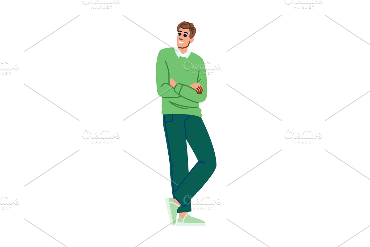 Confident businessman standing with, a Person Illustration by pikepicture