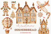 Christmas Gingerbread Watercolor PNG, a Seasonal Illustration by Maysa Art (Thumbnail 1 of 4)