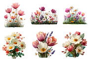Whimsical Flowers Spring Clipart, an Illustration by DreamArtGraphic (Thumbnail 2 of 4)