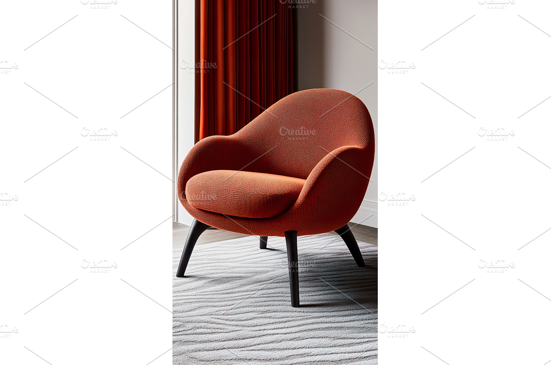 Comfortable Orange Armchair with, an Architecture Photo by Lermont51