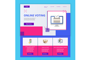 Online Voting Flat Landing Page