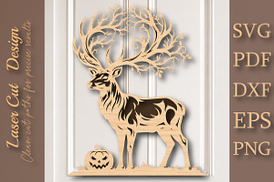 Halloween Deer Laser Cut File, a Work Illustration by Digital Artistic99