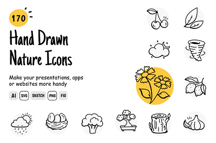 Hand Drawn Nature Icons, an Icon by Brickclay