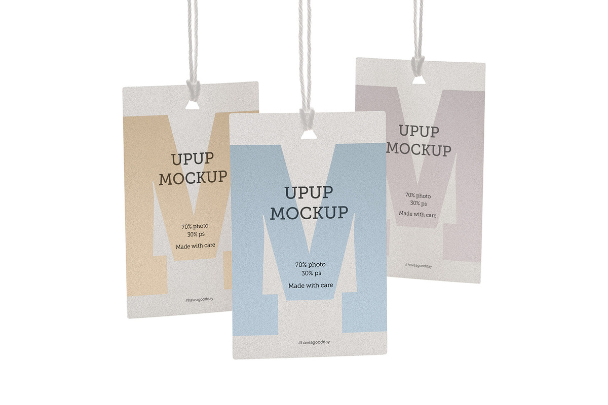Clothes label tag blank white mockup, an Advertising Mockup by Olha Klein (Photo 1 of 3)