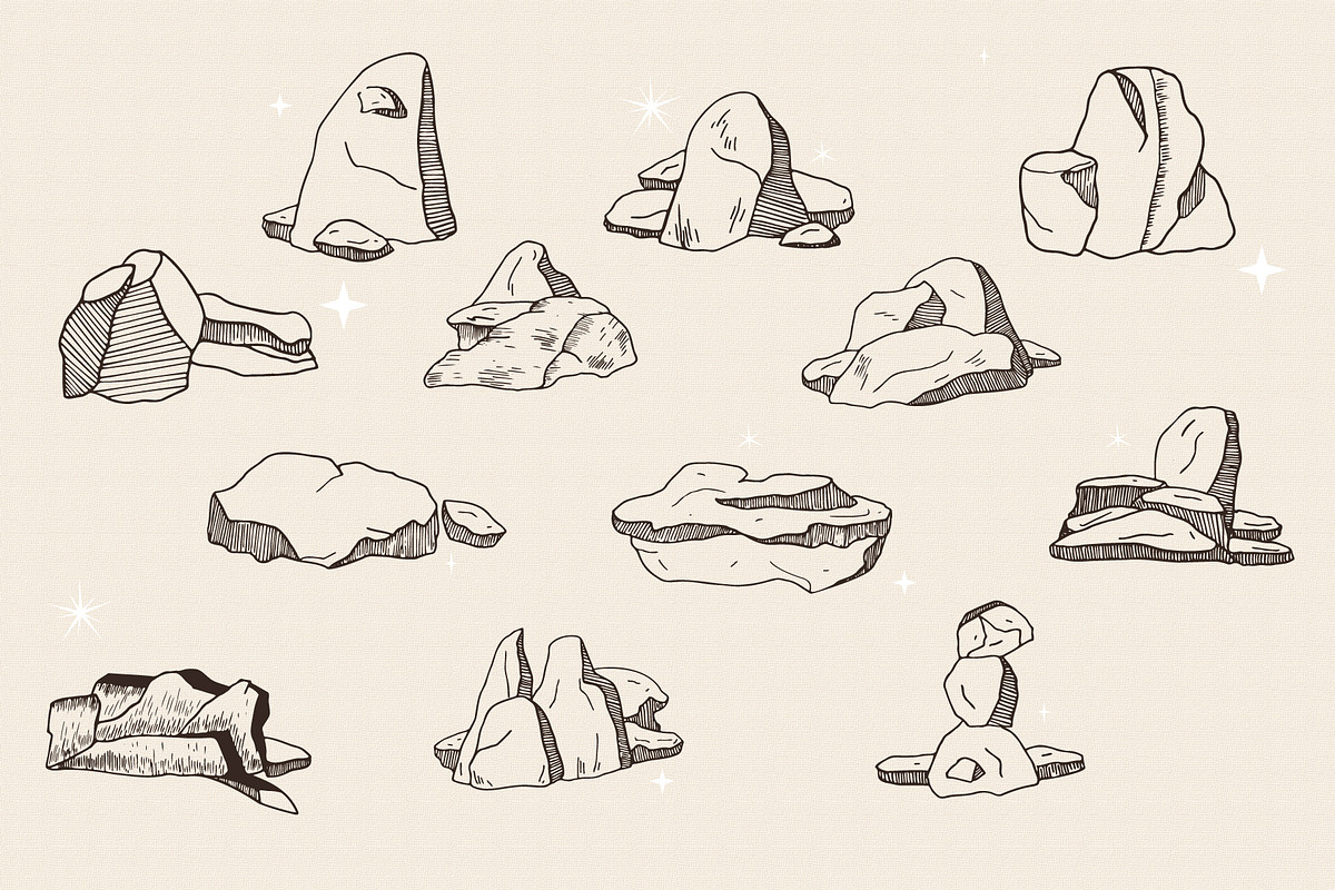 30 Rock and Stone hand drawing, a Decorative Illustration by Pikgura (Photo 3 of 3)