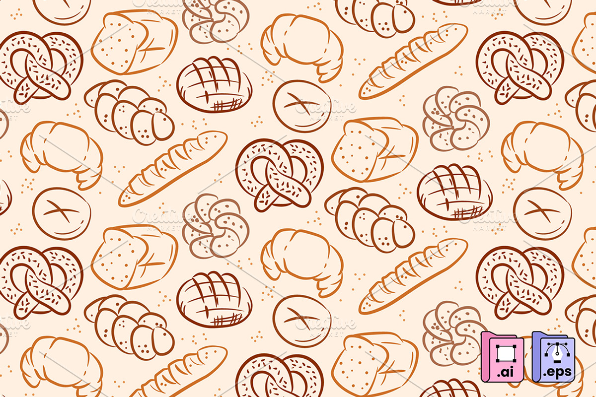 Hand-drawn Bread Pattern, a Pattern Graphic by MISS CHATZ (Photo 3 of 3)