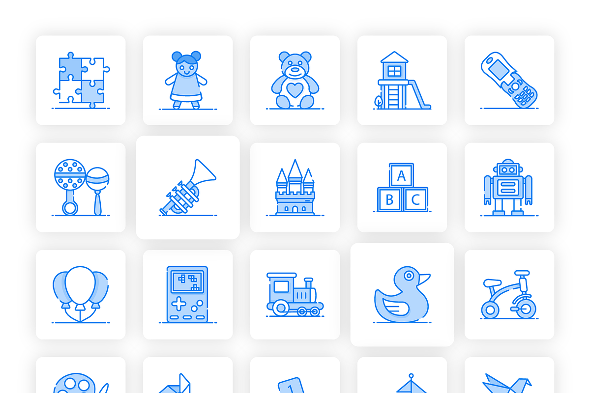 Childhood Toys Icons, an Outline Icon by Brickclay (Photo 6 of 7)
