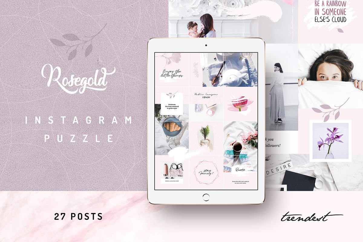 Rosegold Instagram Puzzle, a Social Media Template by Crevo Studio (Photo 1 of 8)