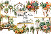 Boho Cactus and Succulents Clipart, a Decorative Illustration by NiiiNArt (Thumbnail 5 of 8)