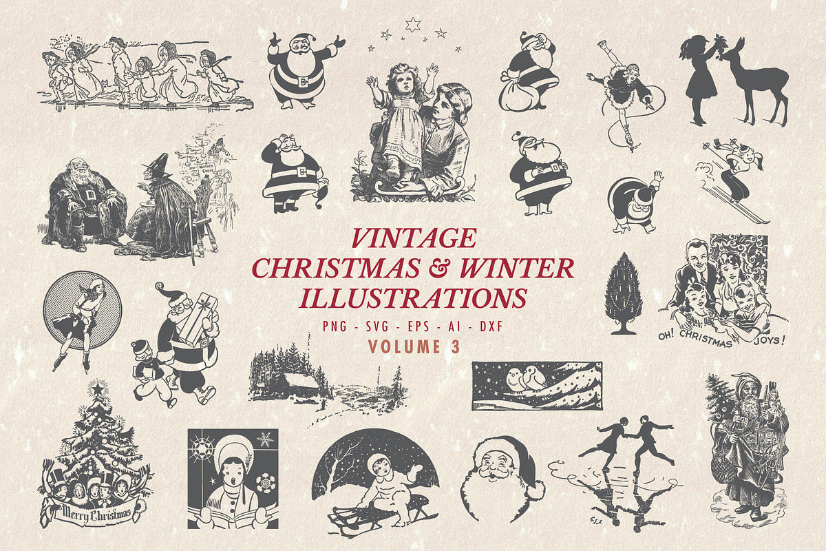 Vintage Christmas Illustrations Vol3, a Seasonal Illustration by Seaquint (Photo 1 of 6)