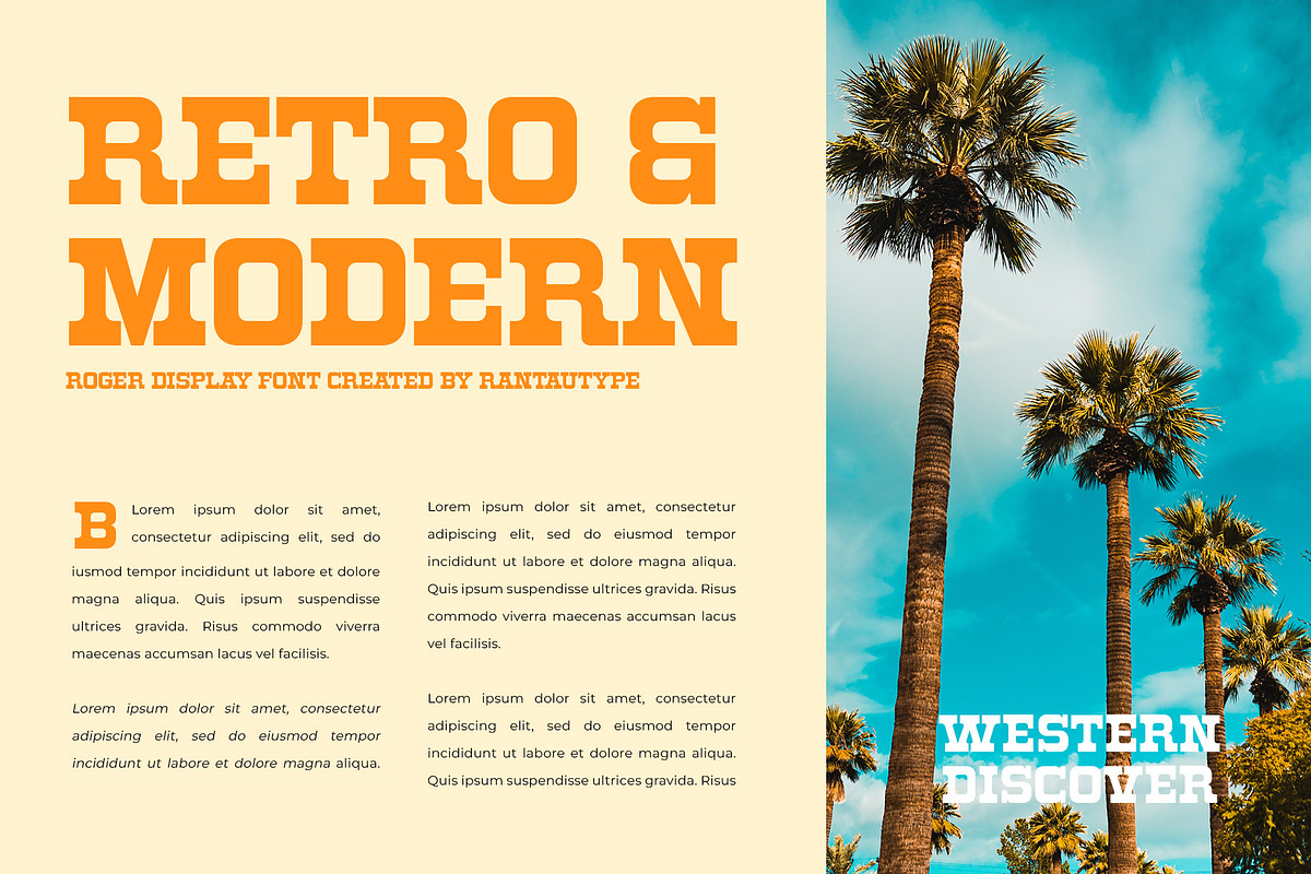 Roger Display Retro Western Font, a Serif Font by RantautypeStudio (Photo 2 of 15)