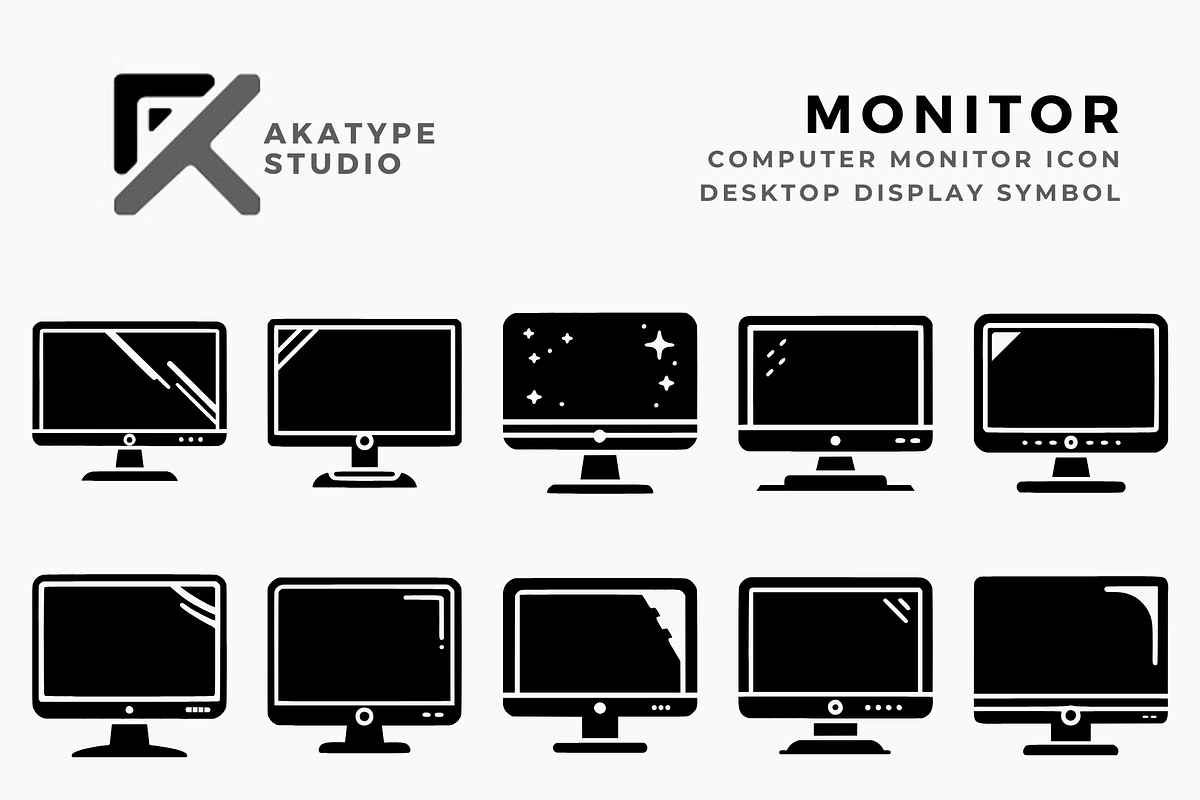 Monitor Icon Vector, a Solid Icon by Akatype Studio (Photo 1 of 3)