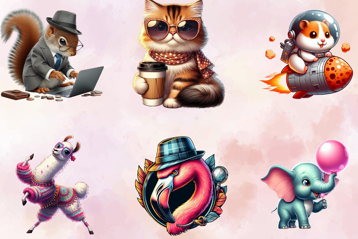 Kawaii Quirky Animal Sublimation Cli, an Illustration by SVGArt (Photo 5 of 8)