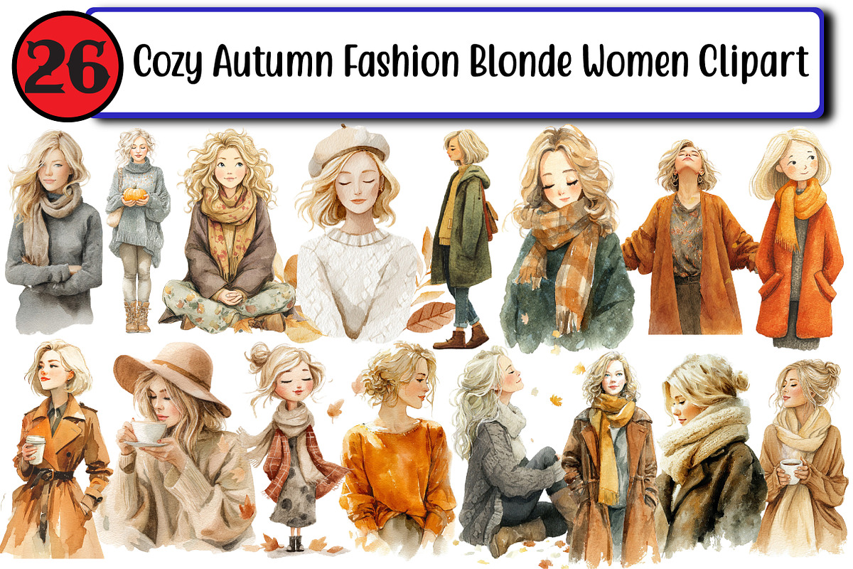 Cozy Autumn Fashion Blonde Women, an Illustration by Design Market (Photo 1 of 3)