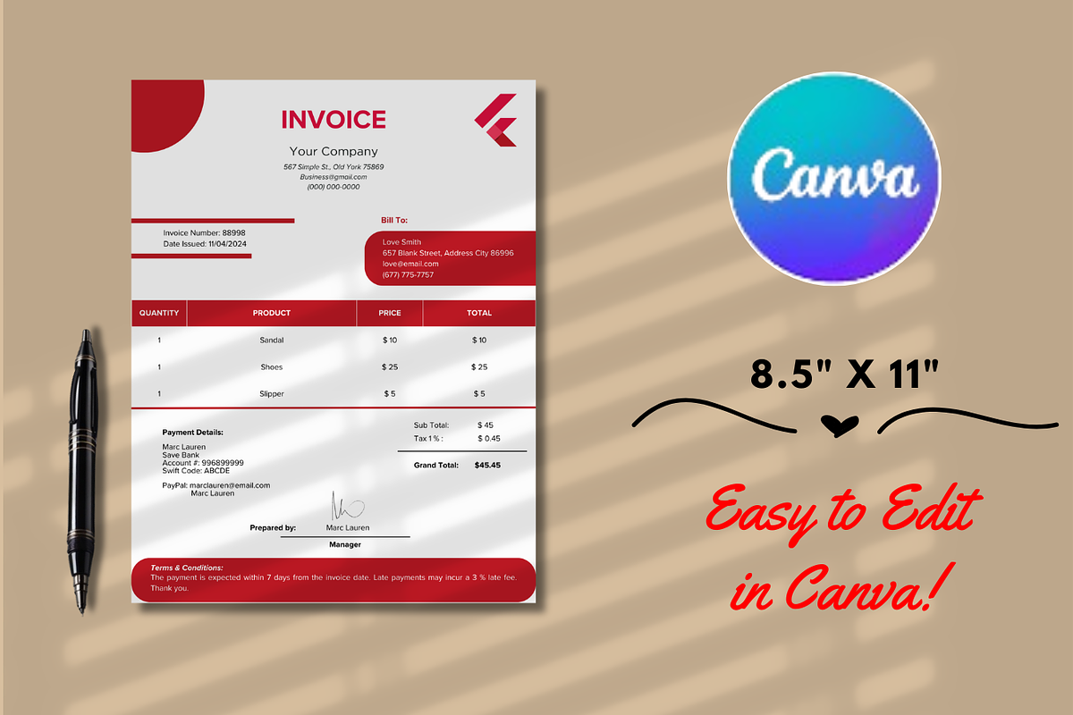 Professional Invoice, a Marketing Template by Digitynpro