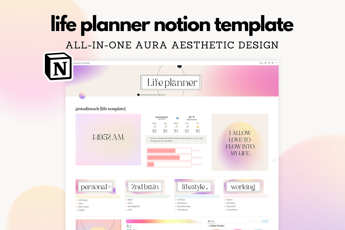 Life Planner Notion Template, a Templates & Theme by studiorach (Photo 1 of 10)