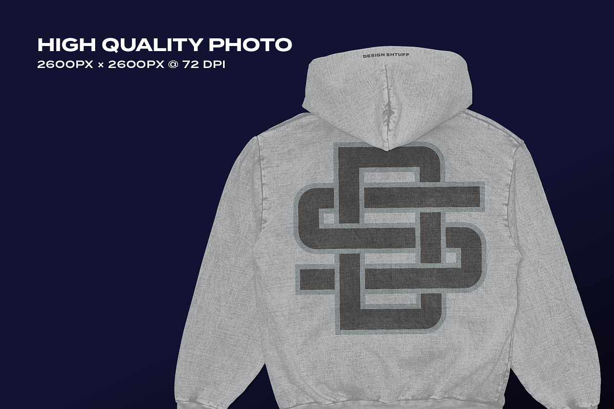 Vintage Oversized Retro Hoodie Mock, a Hoody Mockup by DESIGN SHTUFF (Photo 2 of 5)