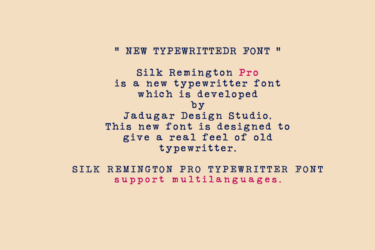 Silk Remington Pro Typewriter Font, a Serif Font by Jadugar Design Studio (Photo 2 of 11)
