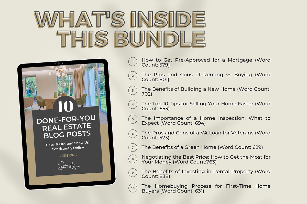 DONE-FOR-YOU REAL ESTATE BLOG POSTS, a Templates & Theme by Jennifer Magri Templates (Photo 2 of 8)