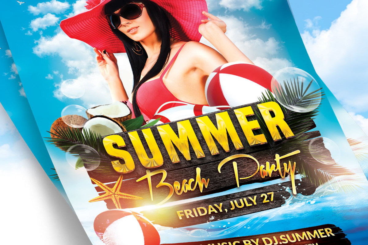 Summer Beach Party Flyer Template v2, a Flyer Template by Briell Design (Photo 2 of 3)