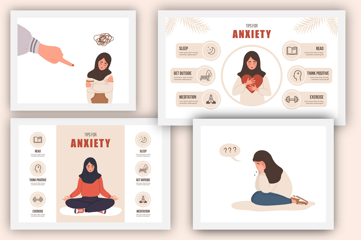 Mental Health arab woman, a Healthcare Illustration by KeronnArt (Photo 2 of 8)