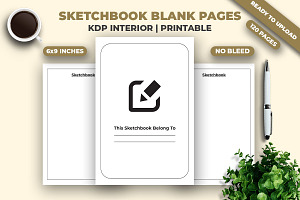 Sketchbook Blank Pages KDP Interior, a Print Template by M9 Design