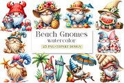 Watercolor Beach Gnomes Collection, a Seasonal Illustration by DreamArtGraphic (Thumbnail 1 of 4)