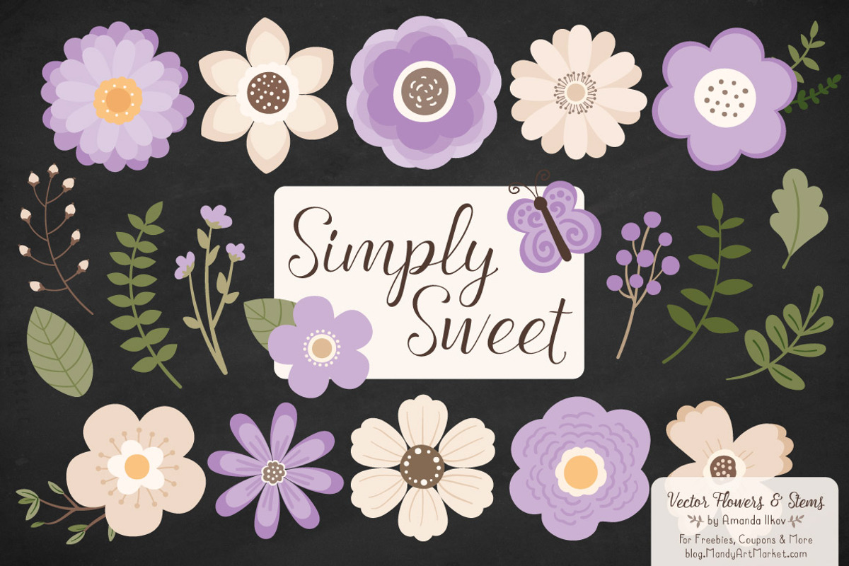 Lavender Flowers Clipart, an Illustration by Amanda Ilkov (Photo 2 of 4)