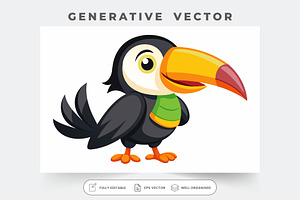 A joyful toucan with a vibrant beak, a Graphic by Iftikhar Alam