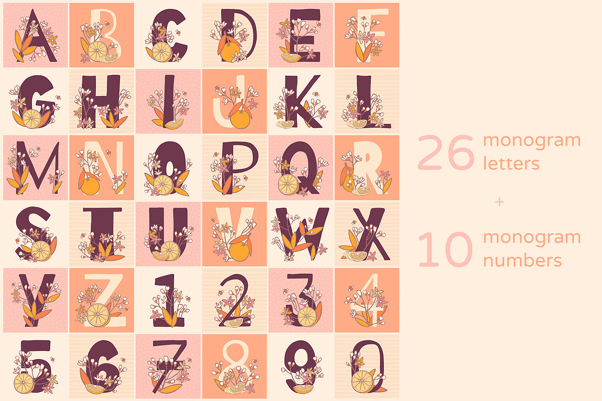 Orange garden monograms, a Decorative Illustration by julianaapina (Photo 2 of 7)