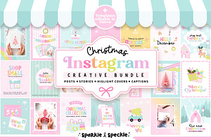 Pastel Christmas Instagram Templates, a Social Media Template by Sparkle & Speckle