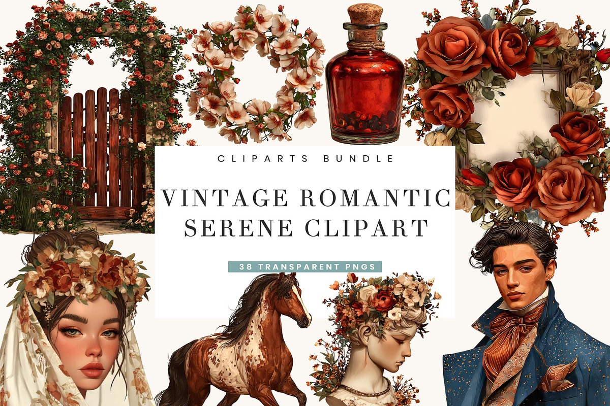 Vintage Romantic Serene Clipart, a Person Illustration by BusyDaydesign (Photo 1 of 9)
