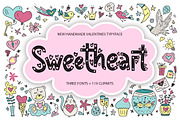Sweetheart fonts & 119 cliparts., a Symbol Font by Red Ink (Thumbnail 1 of 13)