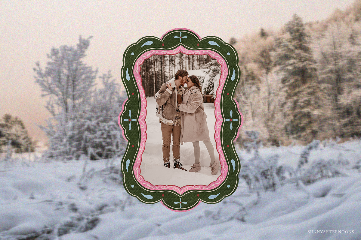 Winter FOLK Frames & Backgrounds, a Decorative Illustration by SunnyAfternoons (Photo 8 of 15)