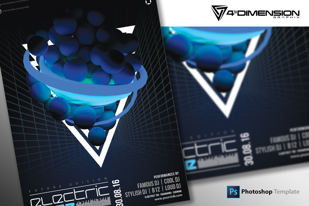 Electric Noise Flyer Template, a Flyer Template by Ravi Rajcoomar (Photo 2 of 3)