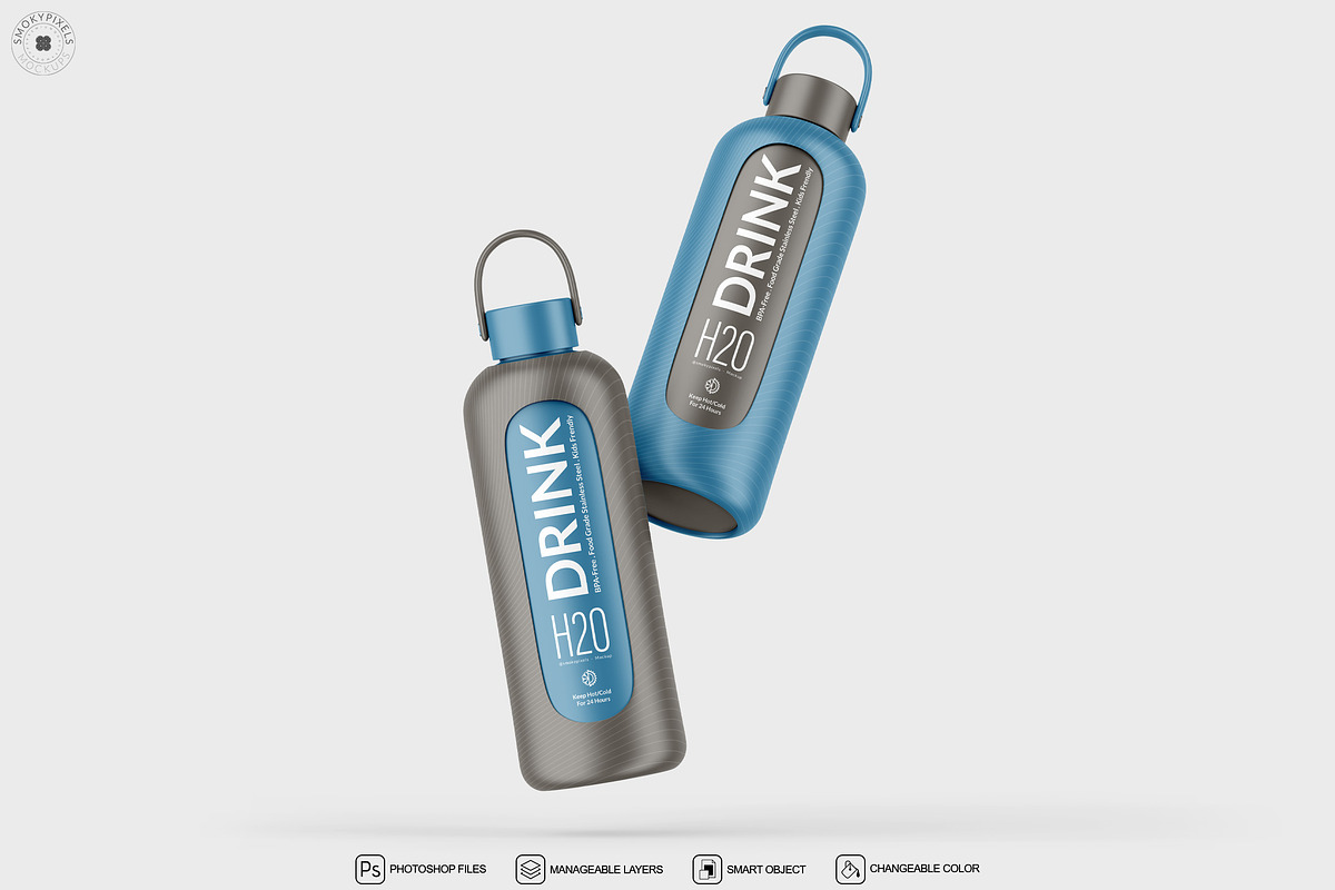 Insulated Water Bottle Mockup, a Product Mockup by SmokyPixels (Photo 3 of 7)