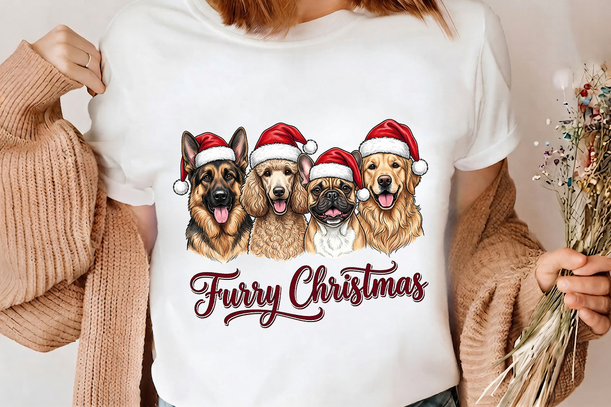 Furry Christmas Dogs Clipart PNG Art, a Seasonal Illustration by CrexoraLab (Photo 4 of 4)