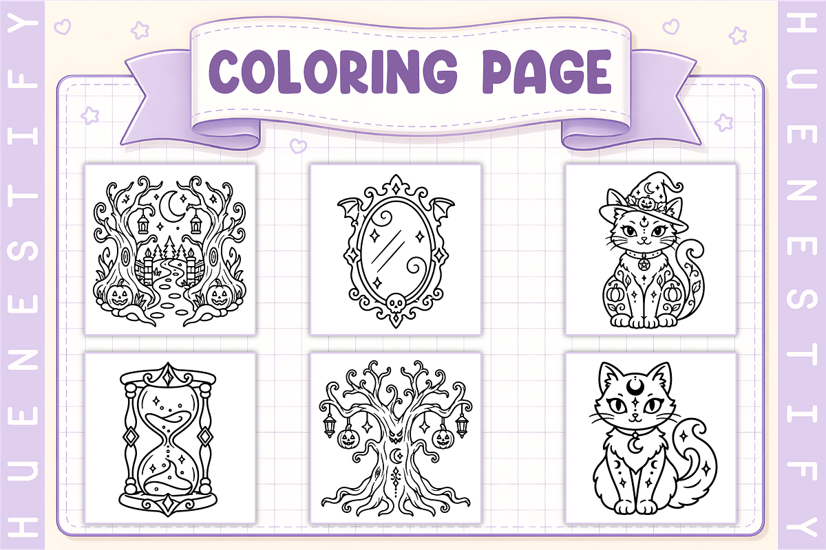 Halloween Coloring Book, a Seasonal Illustration by HueNestify (Photo 3 of 4)