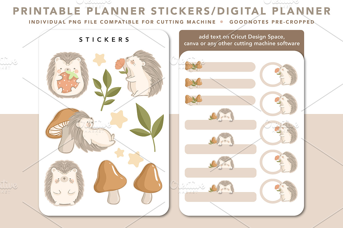 cute hedgehog digital sticker planne, a Design Template by hanacrochetdesign (Photo 3 of 7)