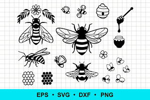 Bee and Honey Bundle Vector Clip Art