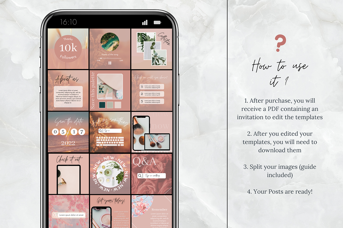 Rose Gold Instagram Post Template, a Social Media Template by ...
