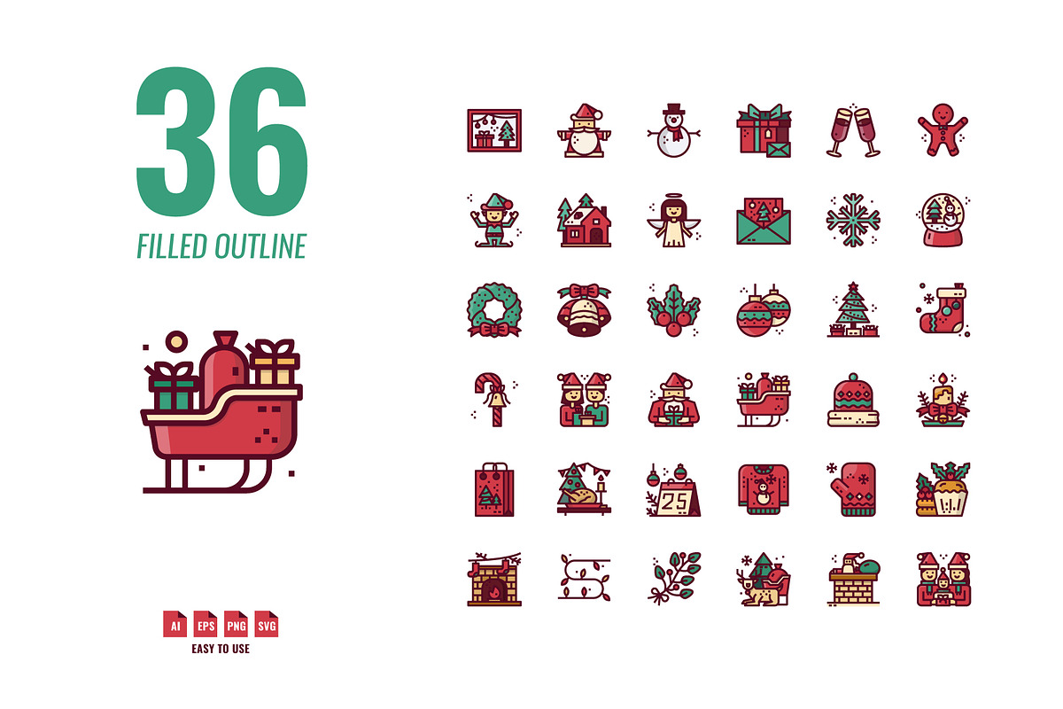 144 Christmas icons, a Solid Icon by Foxyard studio (Photo 4 of 6)