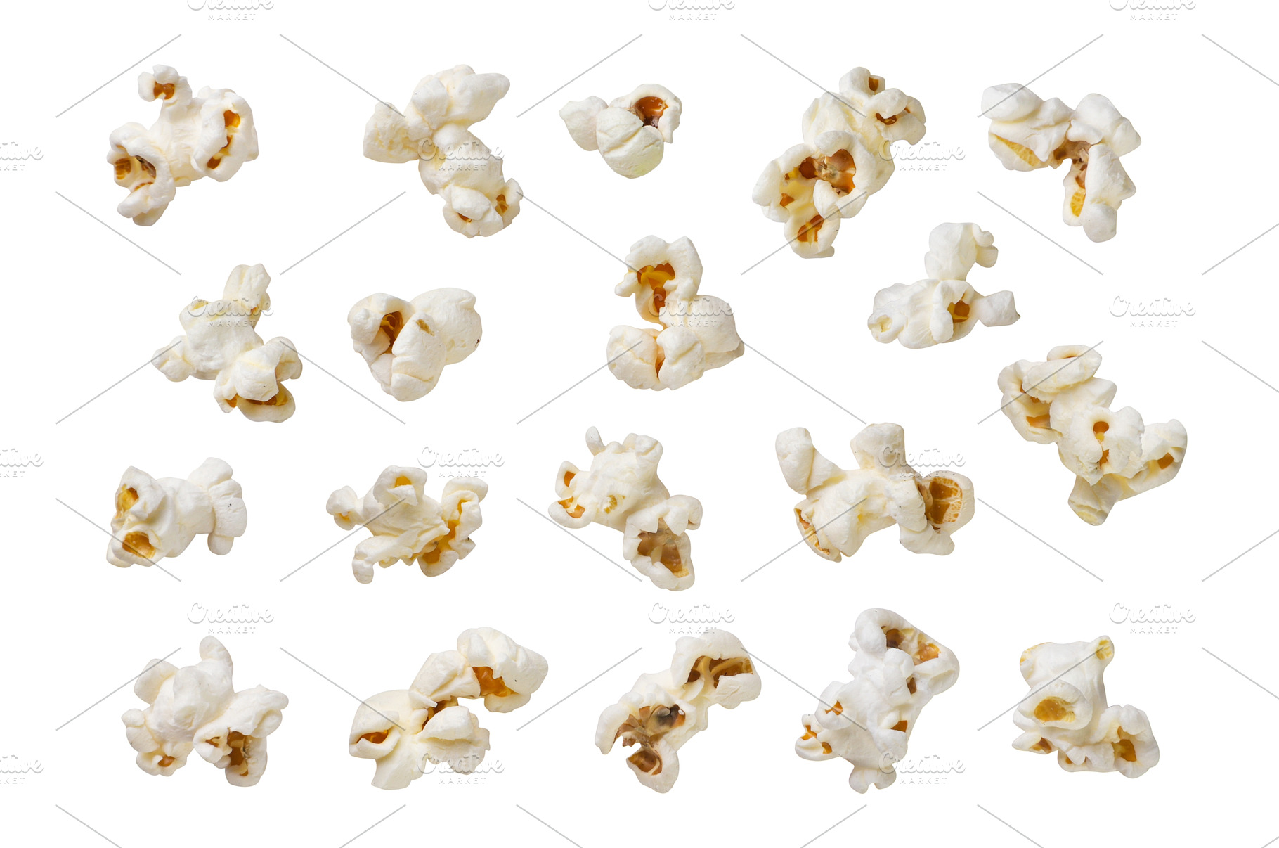 Set of popcorn on white background, a Food & Drink Photo by innakreativ