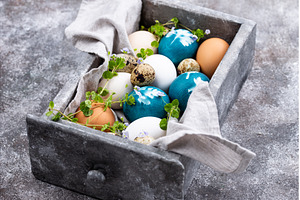Easter blue eggs painted of natural, a Holiday Photo by Yulia Furman
