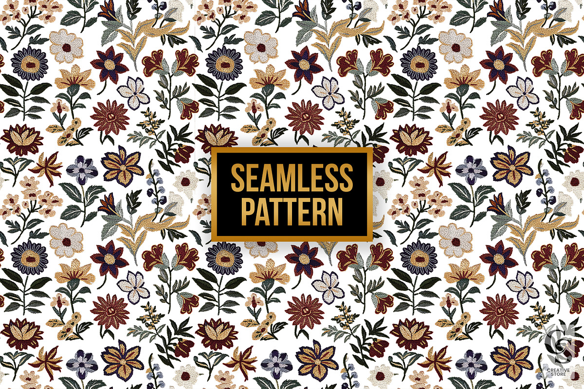 Indian Boho Floral Embroidery Papers, a Pattern Graphic by Creative Store (Photo 4 of 5)