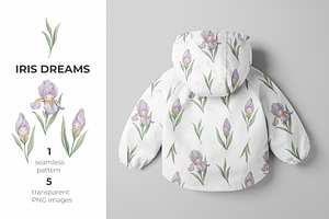 Iris Floral Clipart & Pattern Set