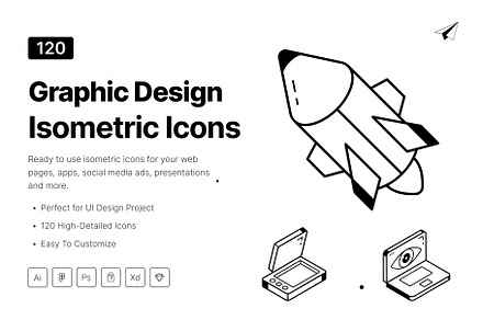 Isometric Graphic Design Icons, an Icon by Vectors Market