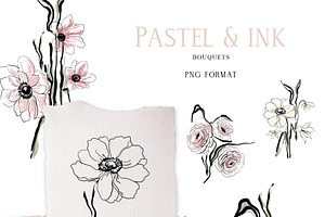 Pastel And Ink - Floral Collection